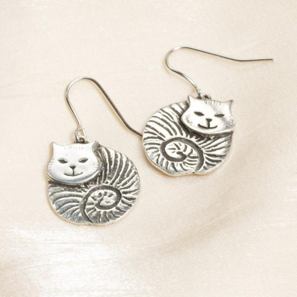 Fat Cat Pewter Earrings